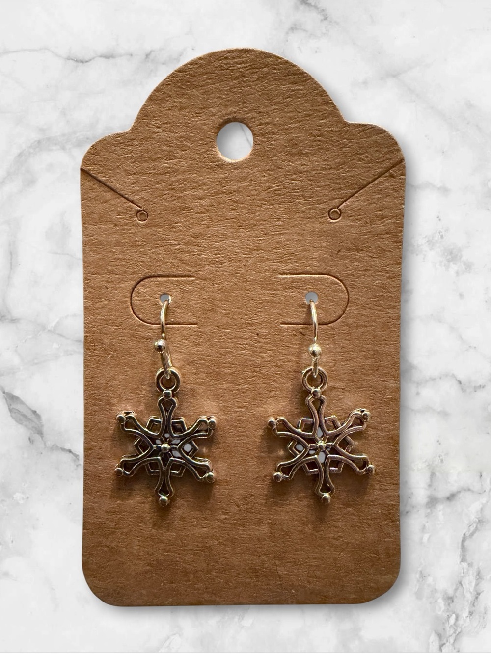 Silver Snowflake Dangle Earrings